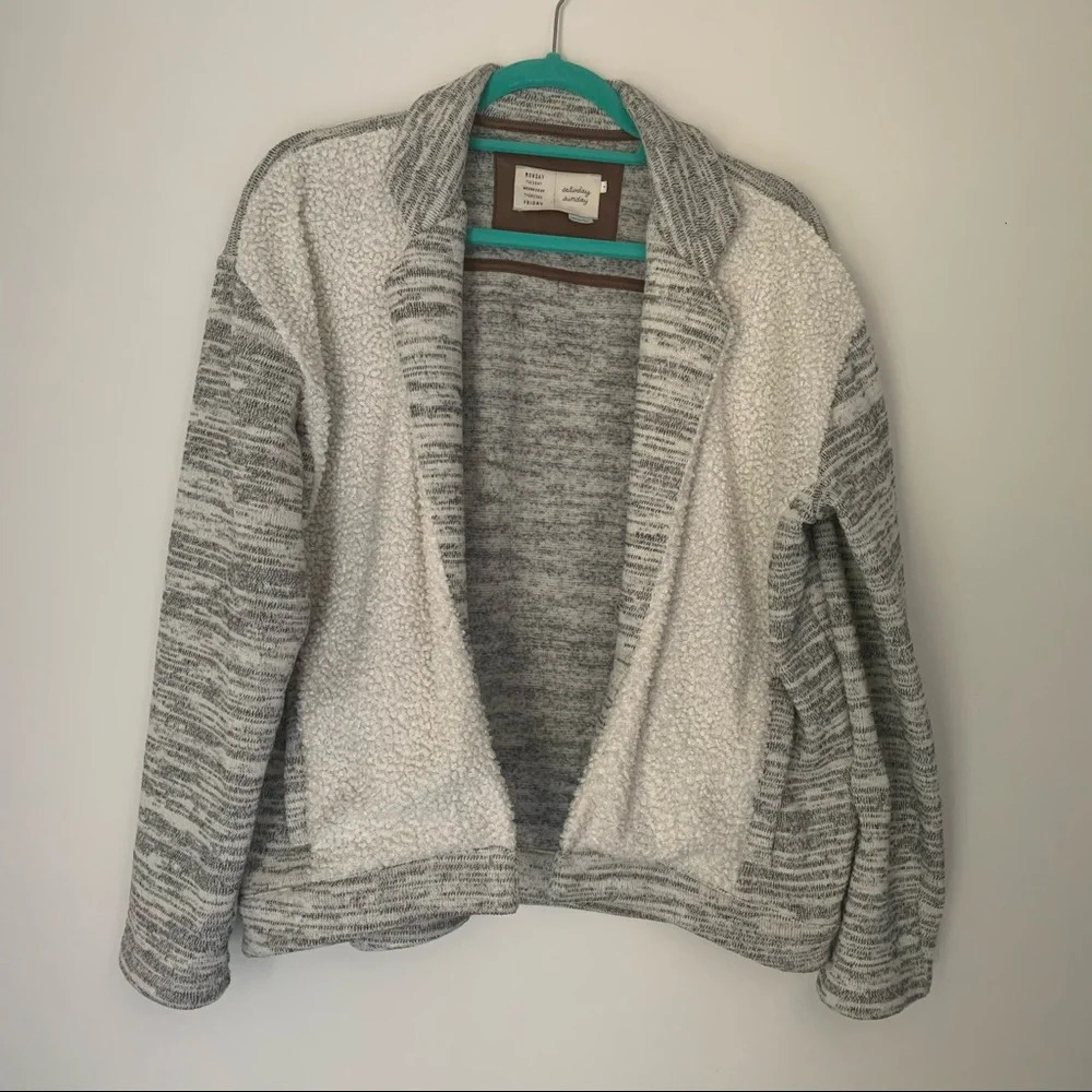 ANTHROPOLOGIE Saturday Sunday grey Moelleux open front Sherpa jacket M